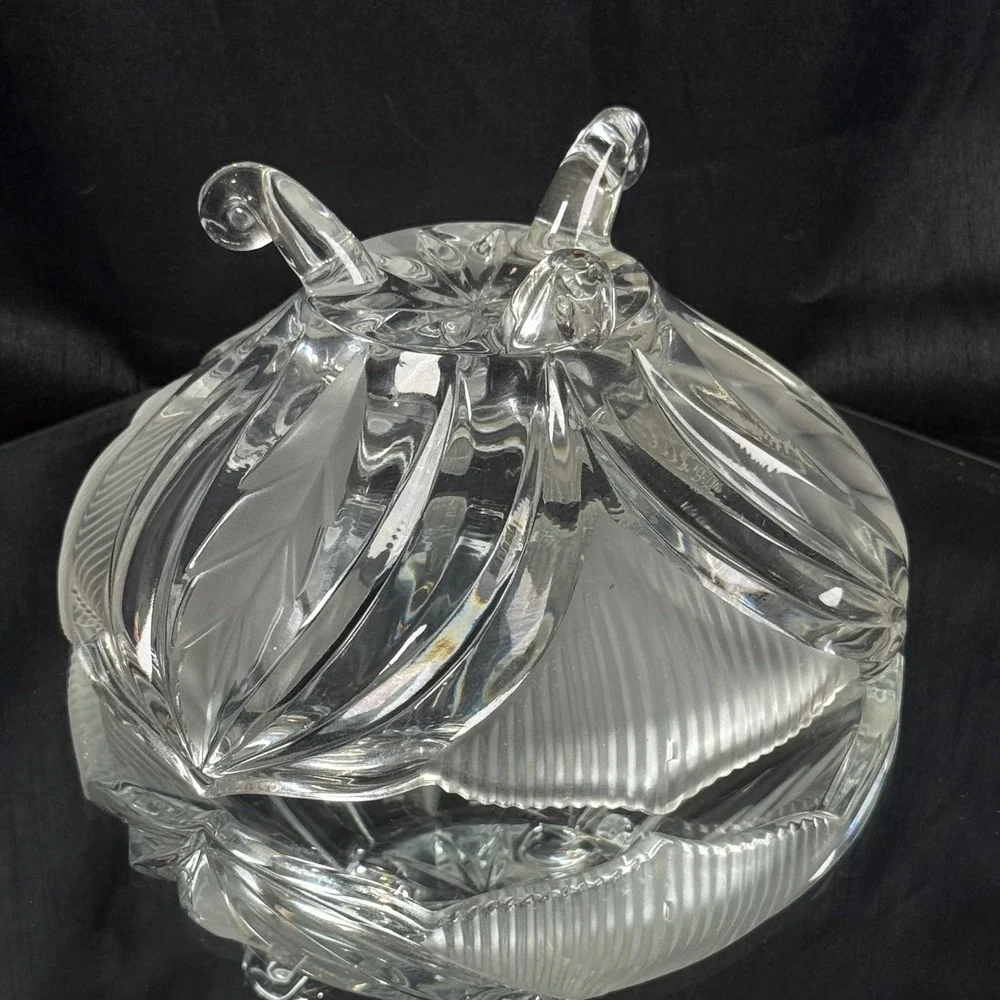 Beyer Bleikristall 24% Lead Crystal Covered Candy Dish 3 Footed West Germany
